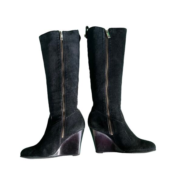 Tory Burch Black Duede Knee High Wedge Boot - Picture 6 of 10